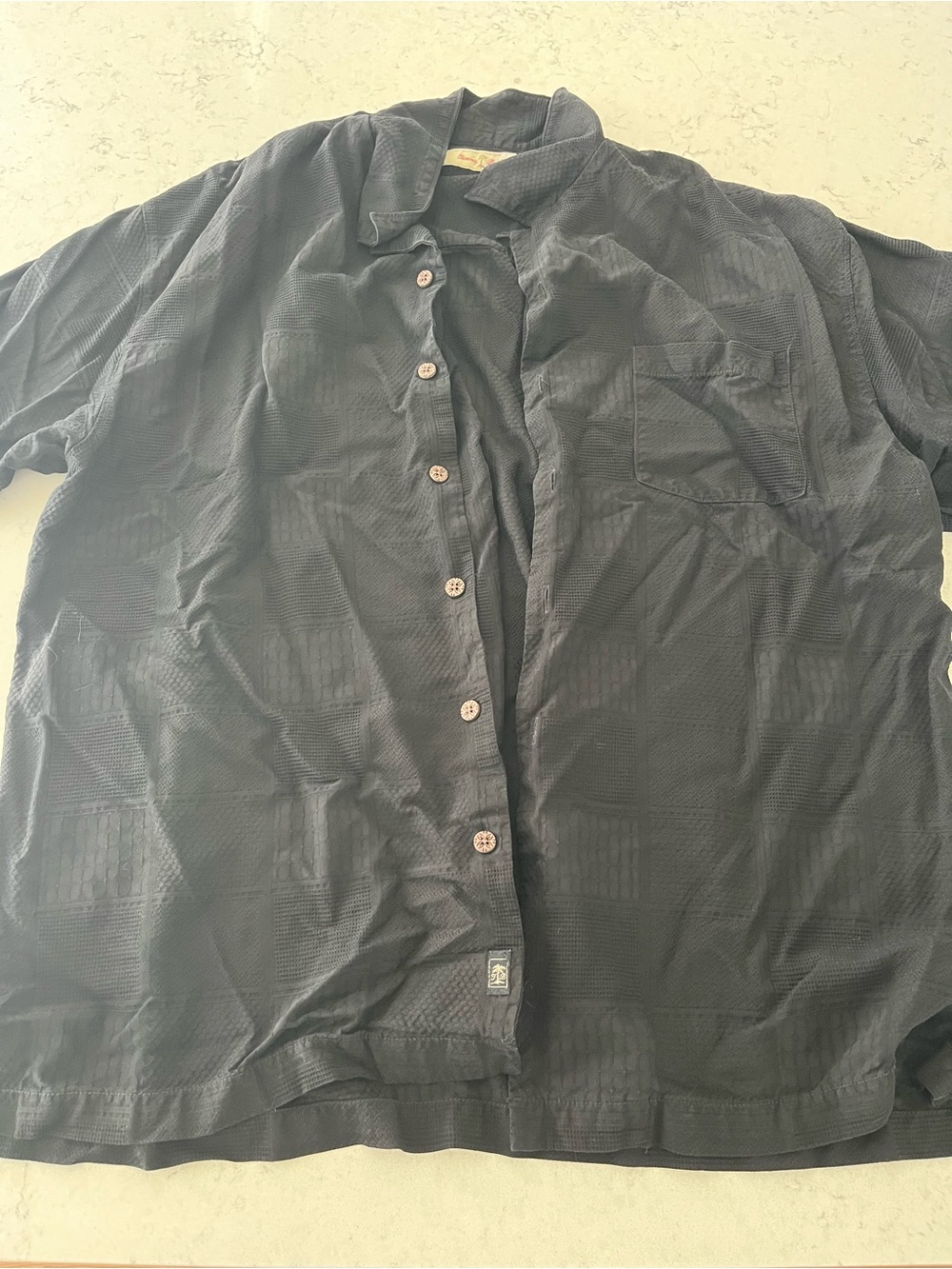 Tommy Bahama 100% Silk Black Button Shirt